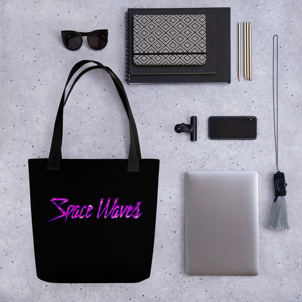 Space Waves Tote Bag - Classic Black